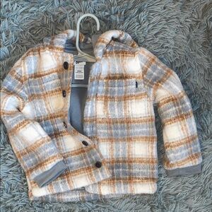 Gymboree Plaid Puffer Jacket in Blue and Brown very thick and warm